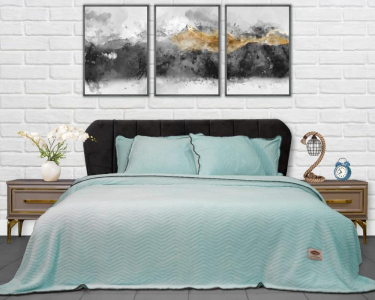 Плед-покривало турецьке ultra soft Zeron 220х240 з наволочками Зигзаг ментол