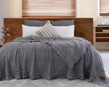 Турецкое муслиновое покрывало Saheser Oscar 240х260 Gri