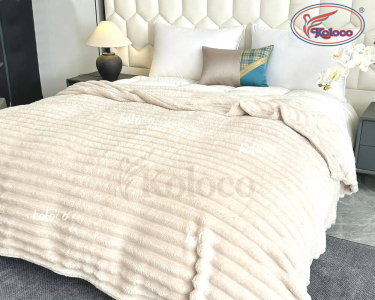 Плед-покрывало Koloco Королевский шарпей полоска 5 см 220х230 молочный евро