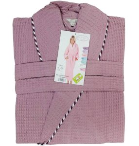 Халат вафельний з кантом Gursan пурпурний жіночий S-M