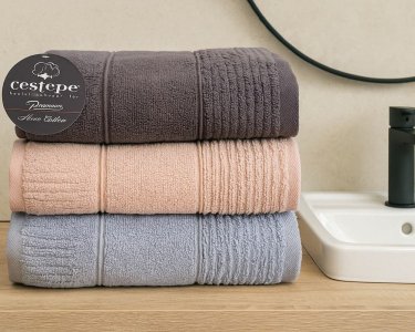 Набір турецьких махрових рушників Cestepe MicroCotton Premium 3 штуки 50x90 Nevara щільність 600 г/м2
