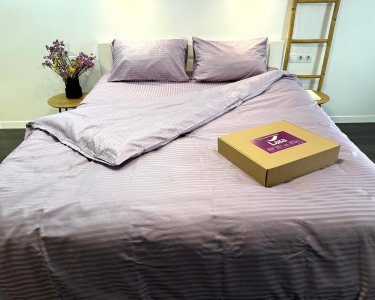 Постільна білизна LARA сатин-страйп LUX sea fog d13205р полуторний