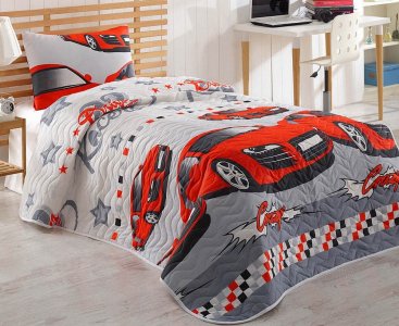 Покривало стьобане Eponj Home Crazy kirmizi 160х220 з наволочкою 50х70