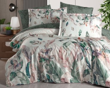 Турецкое постельное белье La Romano Premium Satin Reneta Green евро