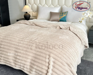 Плед-покрывало Koloco Королевский шарпей полоска 5 см 220х230 бежевый евро