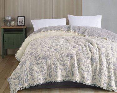 Турецьке муслінове покривало Zeron JACQUARD exclusive 230х250 Nora Gri