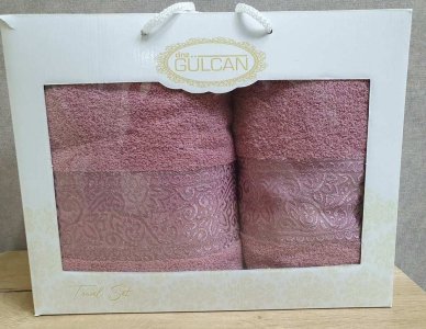 Набір турецьких махрових рушників Gulcan 50x90+70х140 V1 Pink