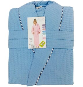 Халат вафельний з кантом Gursan блакитний жіночий S-M