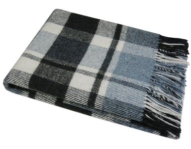 Плед полушерстяной Vladi Метро JOLLY бело-серо-голубой-антацит 140х200