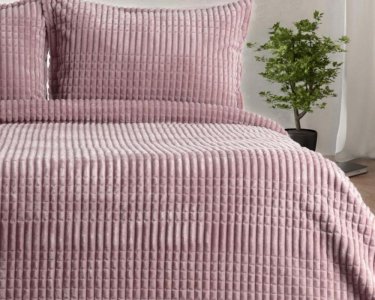 Турецьке велюрове покривало Merinos 220 x 240 см Modern Line Pudra з наволочками 50х70