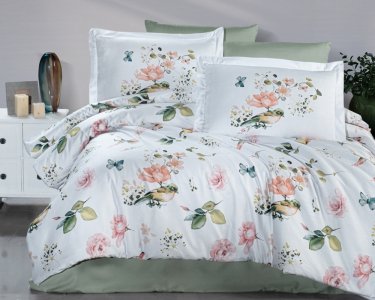 Турецька постільна білизна First Choice Cotton Satin Alice Green полуторна