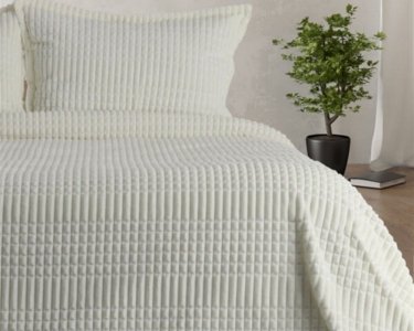 Турецьке велюрове покривало Merinos 220 x 240 см Modern Line Krem з наволочками 50х70