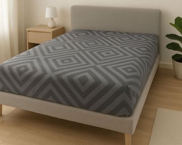 Простынь на резинке LARA бязь Ромб dp11248 Graphite 160х200х25