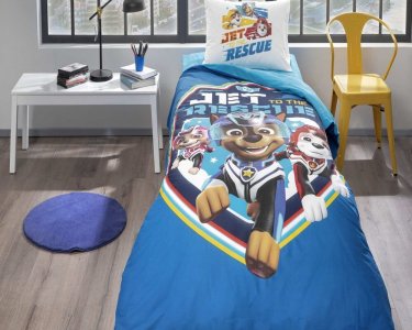 Детское постельное белье TAC Disney ранфорс 160×220 см Paw Patrol Jet с простынью на резинке 100 х 200 см