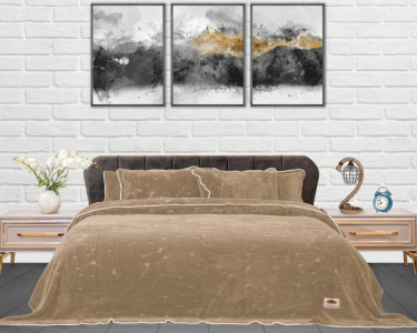 Плед-покривало турецьке ultra soft Zeron 220х240 з наволочками Камінь беж