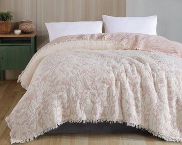 Турецьке муслінове покривало Charlotte Blossom 230х250 Powder