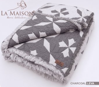 Турецкое муслиновое покрывало La Maison 220×240 Leva Charcoal