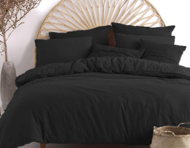 Турецкое постельное белье из вареного хлопка Limasso Stonewashed Ranforse 200 х 220 см Black