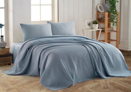 Літній комплект постільної білизни з покривалом Modalita Mavi полуторний