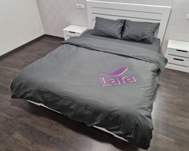 Постельное белье LARA бязь d11065e160 з простирадлом на резинці 160х200х25 Graphite євро 200х220 см 