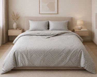 Постельное белье LARA бязь d11266p Ромб Light Gray полуторное