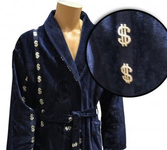 Халат велюровий Gursan синій чоловічий Долар