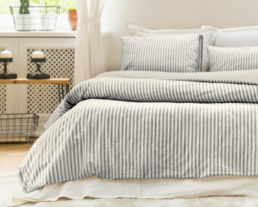 Турецкое постельное белье из вареного хлопка Saheser Stonewashed Ranforse 200 х 220 см Nives Antrasit