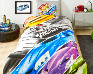 Дитяча постільна білизна ТАС Disney ранфорс 160х220 см Fast and Furious Action з простирадлом на резинці 100 х 200 см