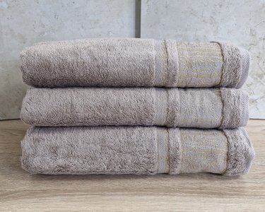 Набор бамбуковых махровых турецких полотенец Cestepe 3 штуки 70х140 Bamboo Aymira Bej