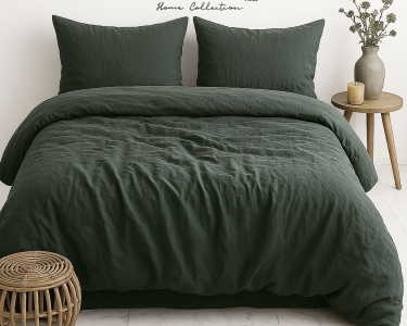 Турецкое постельное белье из вареного хлопка La Maison Stonewashed Ranforse 200 х 220 см Mariella Forest
