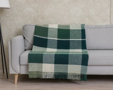 Плед шерстяной Vladi Эльф LIAM бело-салатово-зеленый 200х220