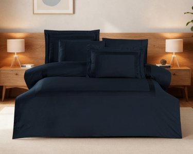 Турецкое постельное белье La Romano Mona Premium Satin Montova Navy Blue евро