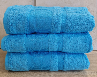 Набор турецких бамбуковых махровых полотенец Zeron 3 штуки 50х90 Bamboo Turquoise