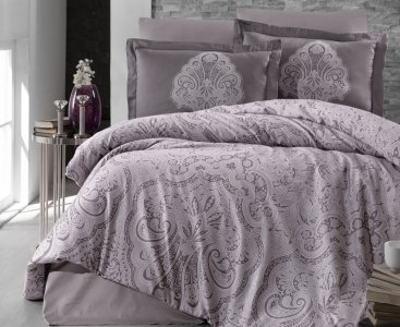 Турецкое постельное белье First Choice Cotton Satin Milena Lavender евро