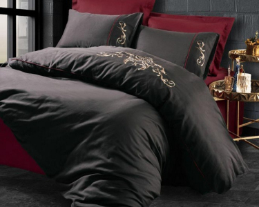 Турецкое постельное белье Cotton Box Brode Saten 200×220 Sarita Bordo