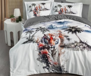 Турецька постільна білизна First Choice VIP сатин 3D Tiger євро