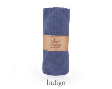 Турецкая вафельная простынь-покрывало Saheser Cotton Pique 210×230 см Lavin Indigo