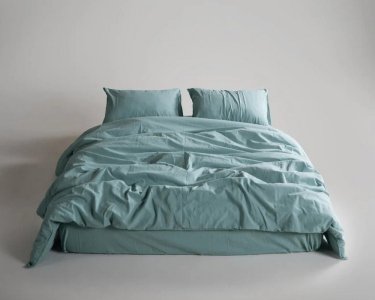 Турецкое постельное белье из вареного хлопка Limasso Stonewashed Ranforse семейное Mineral Blue