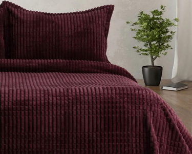 Турецьке велюрове покривало Merinos 220 x 240 см Modern Line Mor з наволочками 50х70