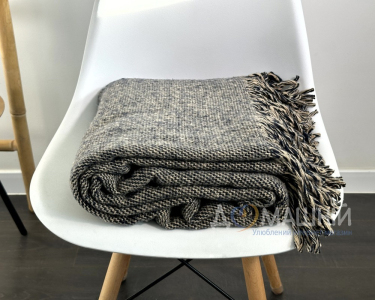 Плед із вовни мериноса Ярослав 13 чорно-бежевий 140х200