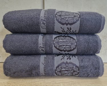 Набір турецьких бамбукових махрових рушників Zeron 3 штуки 70х140 Bamboo Anthracite