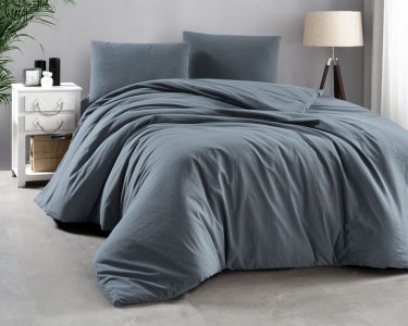 Турецька постільна білизна із вареної бавовни Sikel Stonewashed Soho 200 х 220 см Mavi