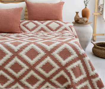 Турецкое муслиновое покрывало Saheser Sonia 240х260 с наволочками 50х70 Kiremit