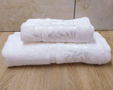 Набір турецьких бамбукових махрових рушників Cestepe 50х90+70х140 Bamboo Chery White