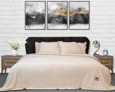 Плед-покривало турецьке ultra soft Zeron 220х240 з наволочками Зигзаг крем