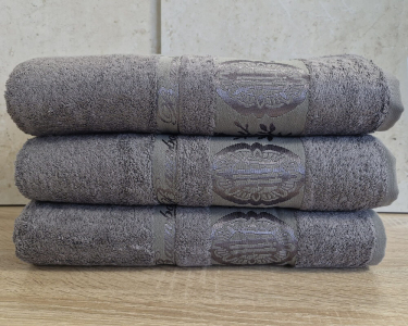 Набор турецких бамбуковых махровых полотенец Zeron 3 штуки 70х140 Bamboo Grey
