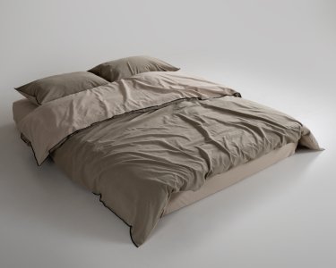 Турецкое постельное белье из вареного хлопка Limasso Essualte Stonewashed Ranforse 200 х 220 см Oxford Tan-Akdeniz Yesili