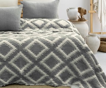 Турецкое муслиновое покрывало Saheser Sonia 240х260 с наволочками 50х70 Antrasit