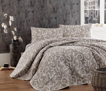 Покривало стьобане Eponj Home Merle Bej 160х220 з наволочкою 50х70