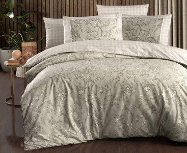 Турецька постільна білизна La Romano Premium Satin Dema Beige євро